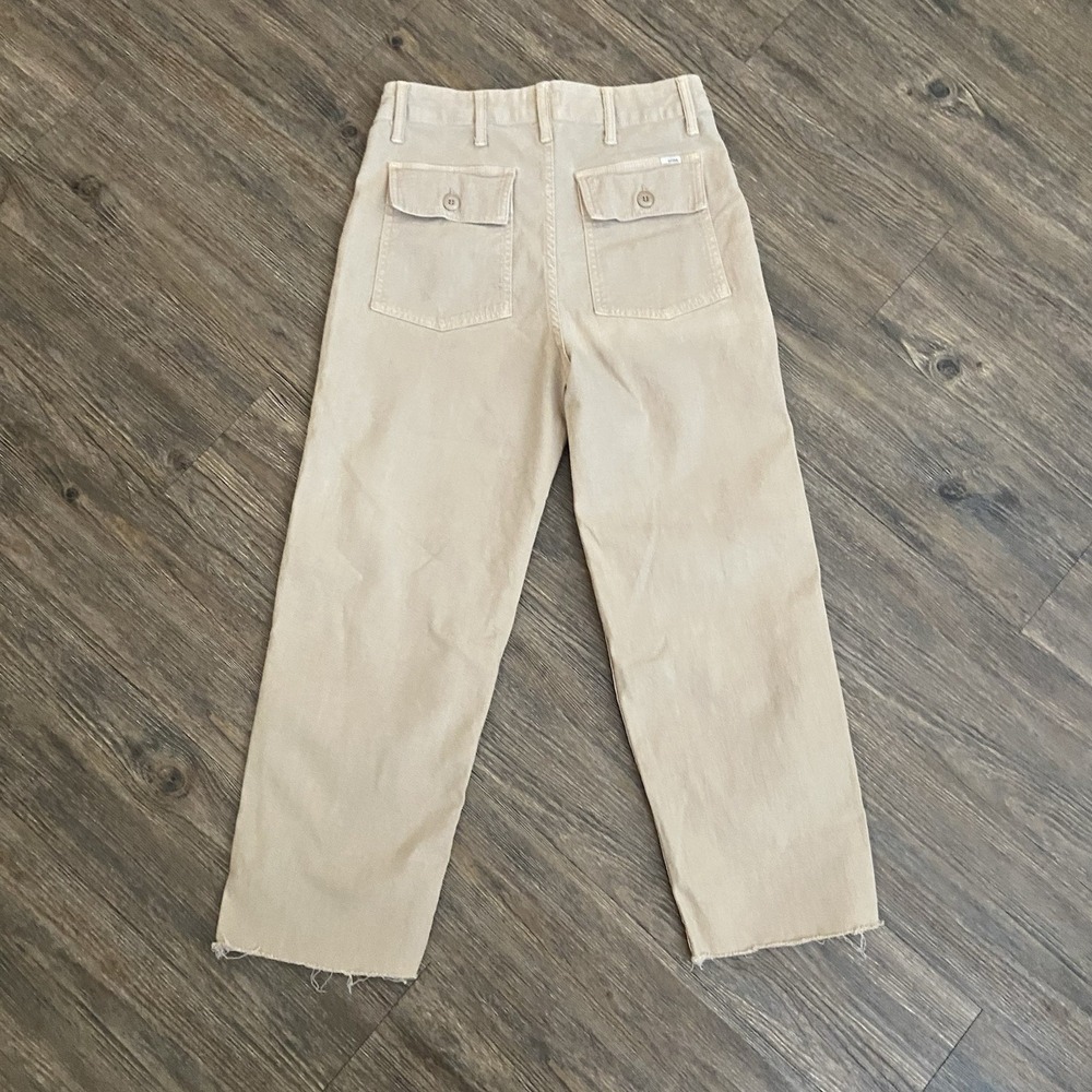Mother Jeans Patch Pocket Private Ankle Fray Pants Khaki Wide Leg Women's 24 - Picture 10 of 10